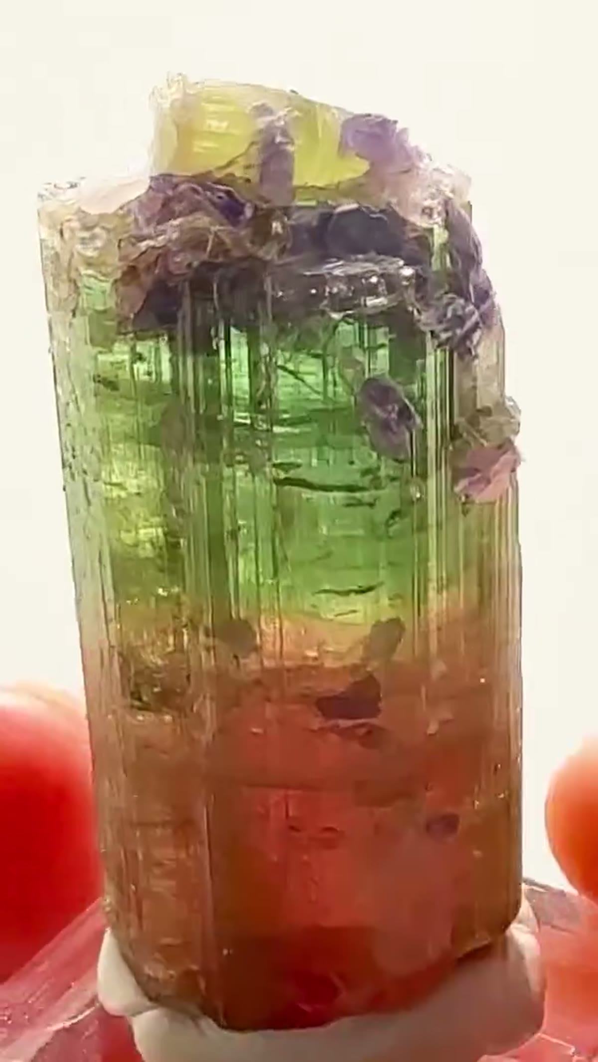 Elbaite Tourmaline Specimen, 25 g: Tourmaline + Purple Lepidolite - view 4