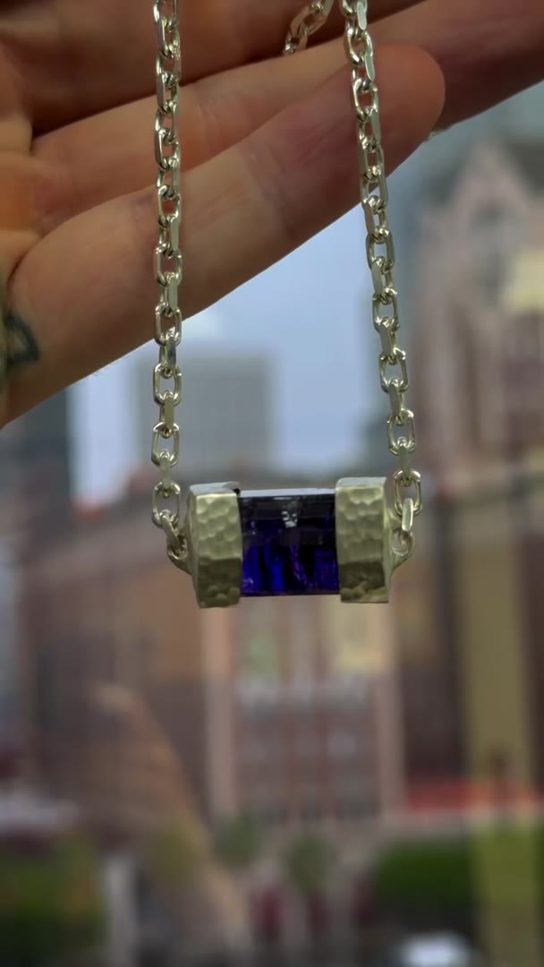 NATURAL UNHEATED TANZANITE MEETS HAND-HAMMERED SILVER PERFECTION!