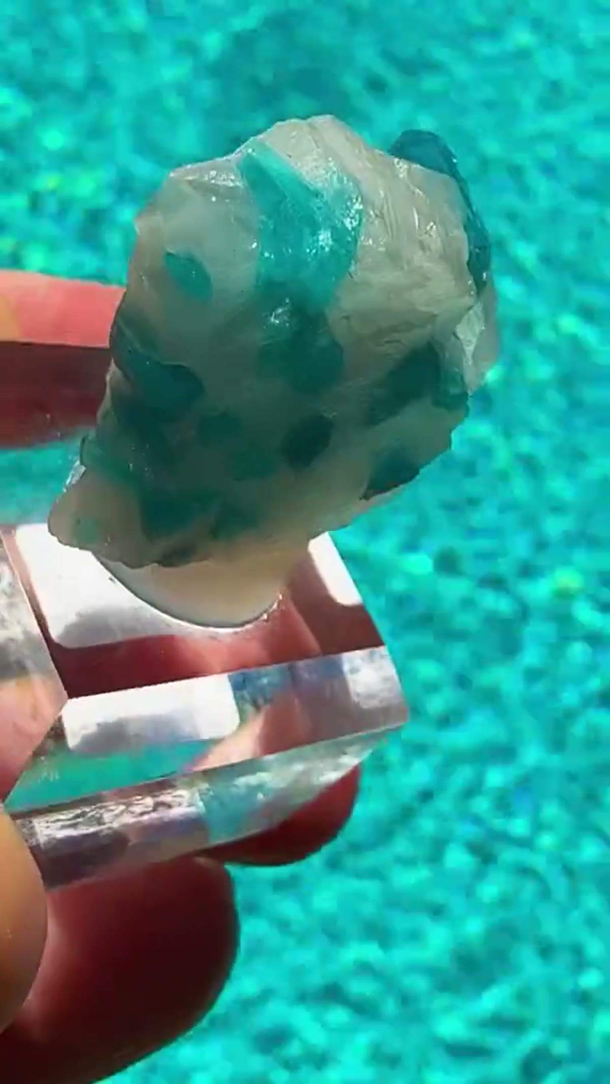 Elbaite Tourmaline Specimen from Brazil: Poolside and glowing like neon - view 2