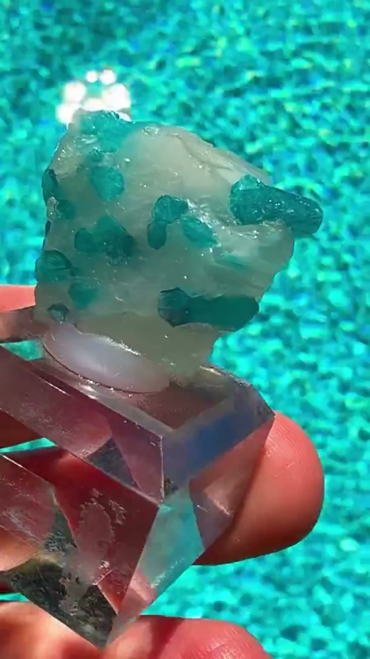 Elbaite Tourmaline Specimen from Brazil: Poolside and glowing like neon - view 3