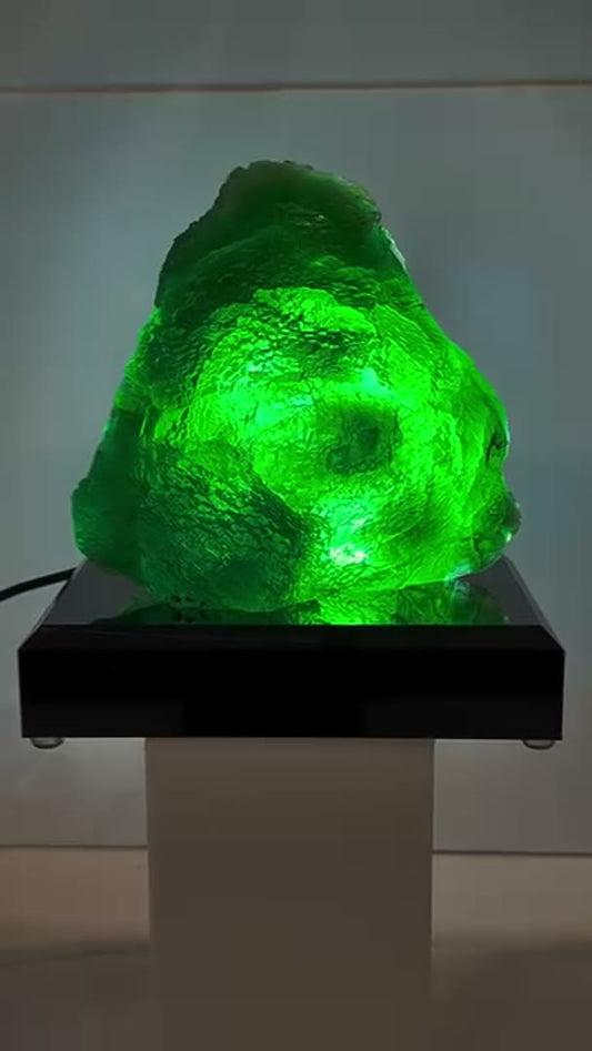 Zhejiang Stepped Green Fluorite w custom light base