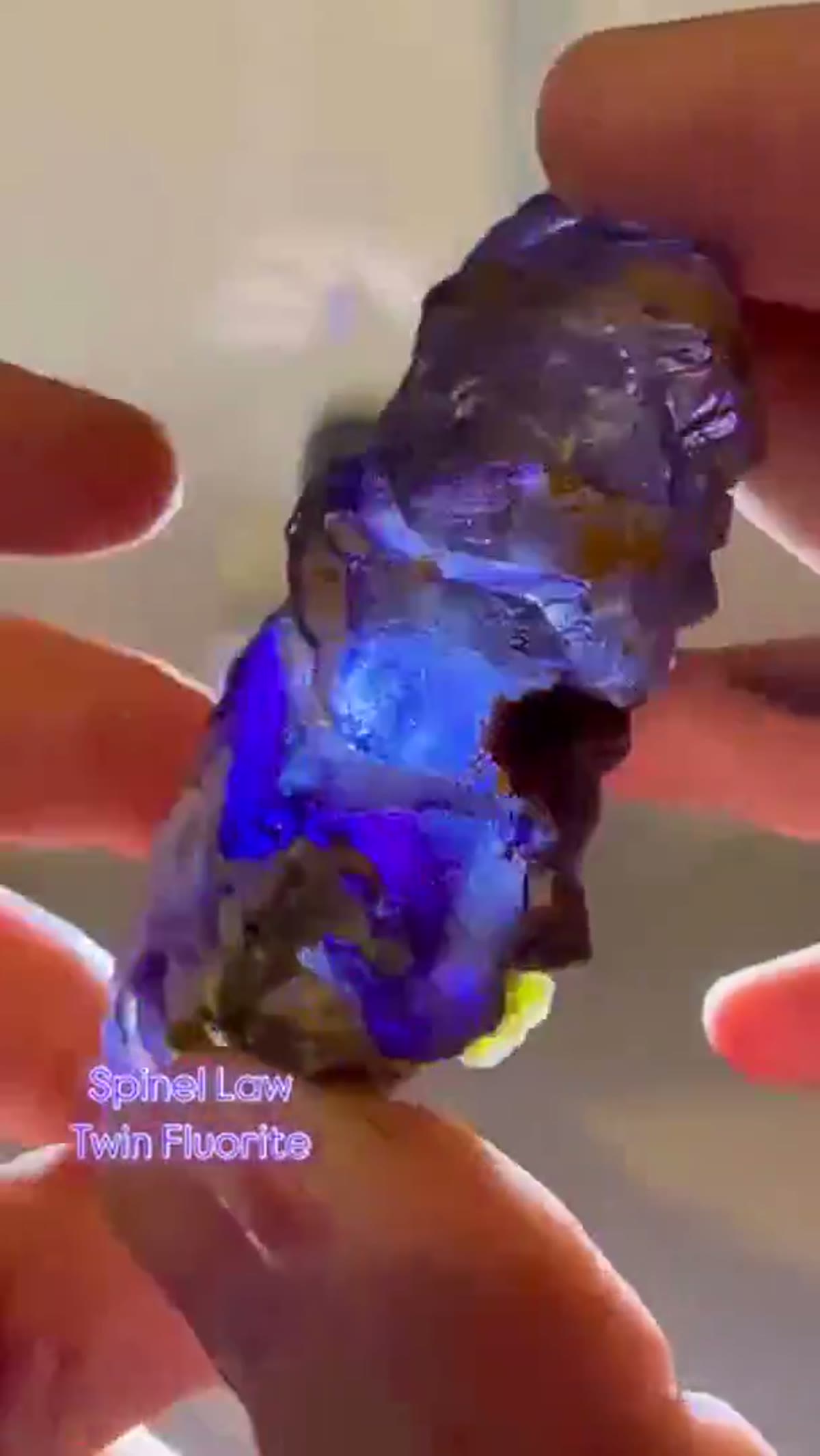 Fluorite Specimen from Erongo Mountains, Namibia: Spinel Law Twin Fluorite from Erongo, Namibia - view 2