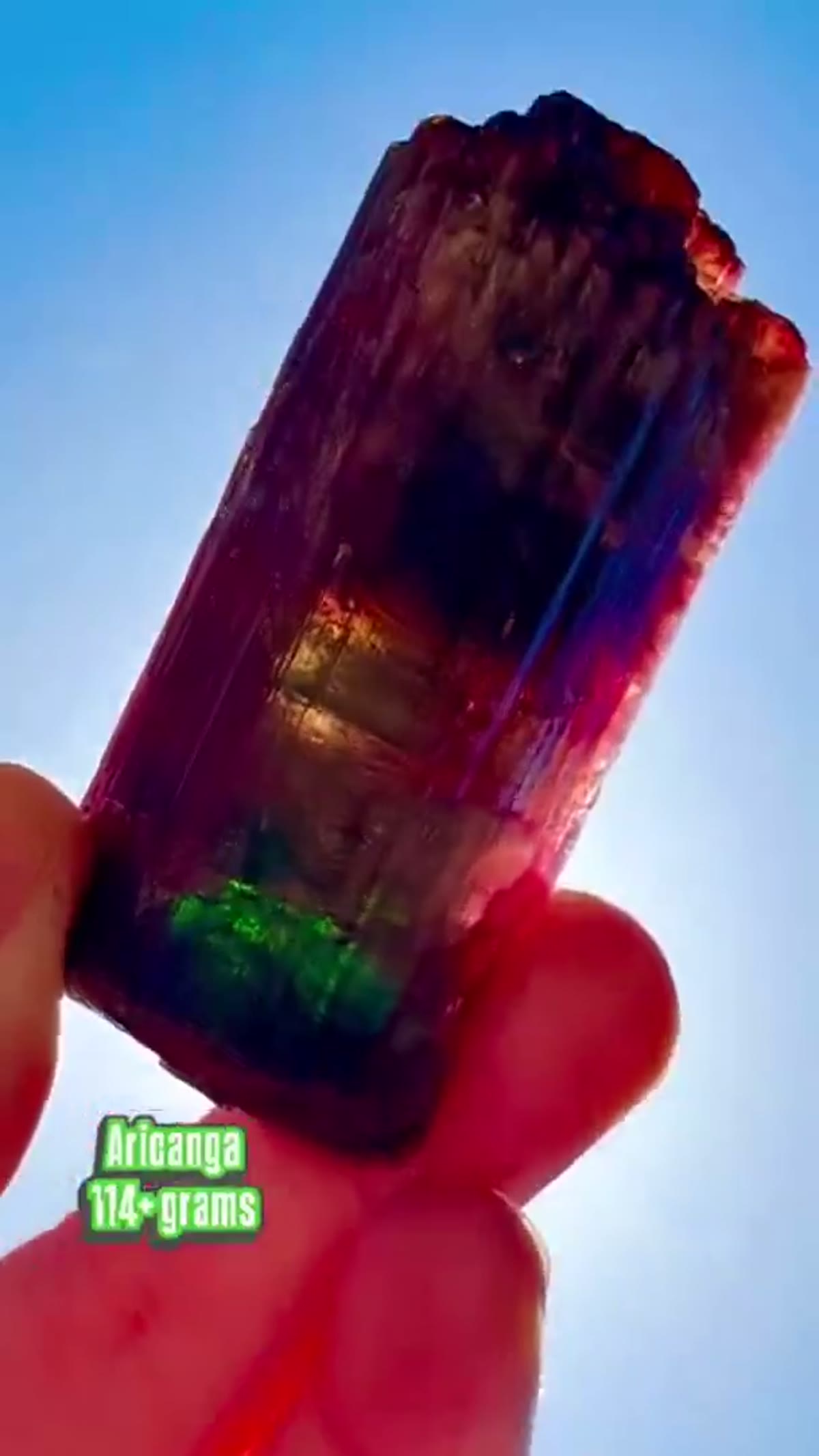 Elbaite Tourmaline Specimen from Aricanga Mine, Brazil: Massive Aricanga tourmaline (114+ grams available) - view 2