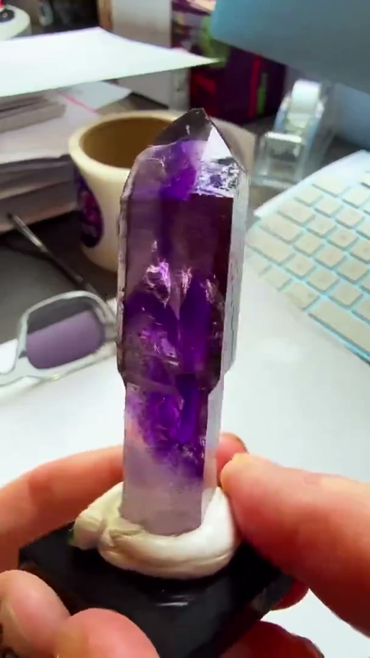 Amethyst Specimen from Goboboseb Mountains, Namibia: Desk session… and this one steals the show instantly - view 2