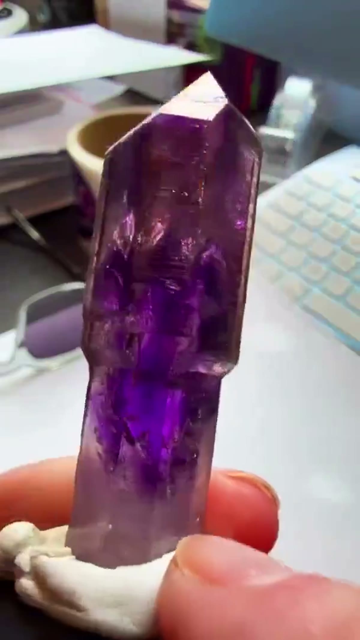 Amethyst Specimen from Goboboseb Mountains, Namibia: Desk session… and this one steals the show instantly - view 3
