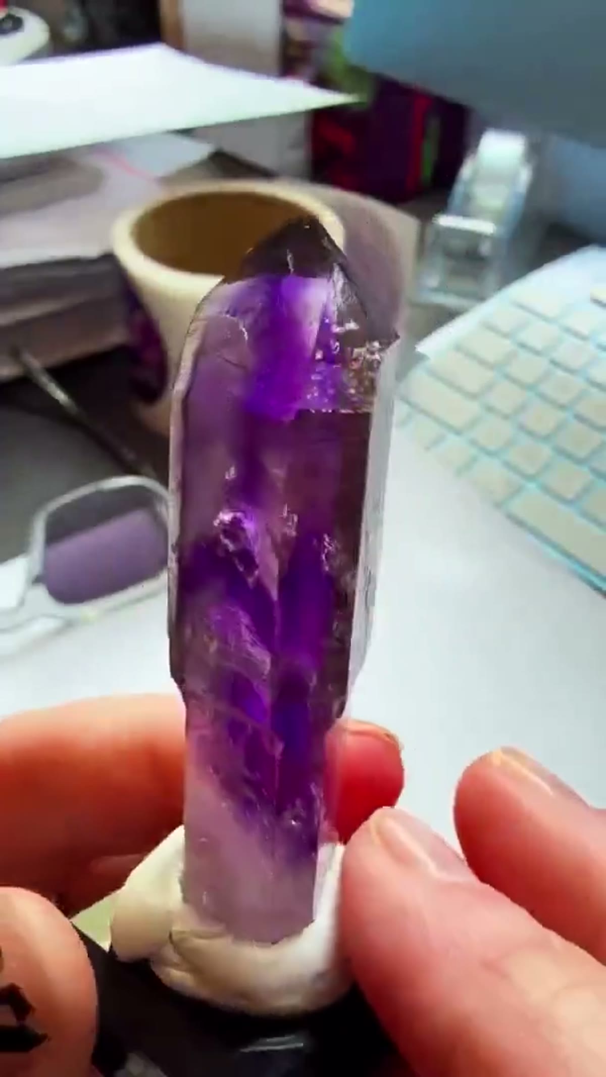 Amethyst Specimen from Goboboseb Mountains, Namibia: Desk session… and this one steals the show instantly - view 4