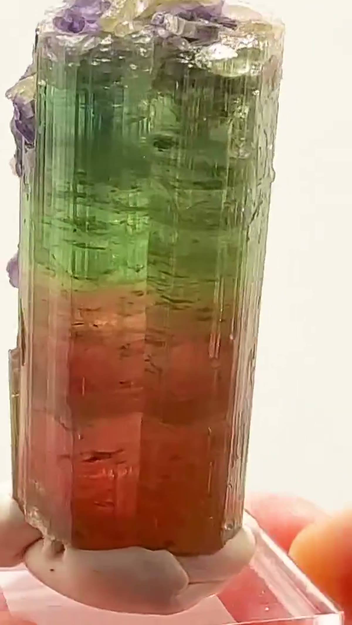 Elbaite Tourmaline Specimen, 25 g: Tourmaline + Purple Lepidolite - view 3