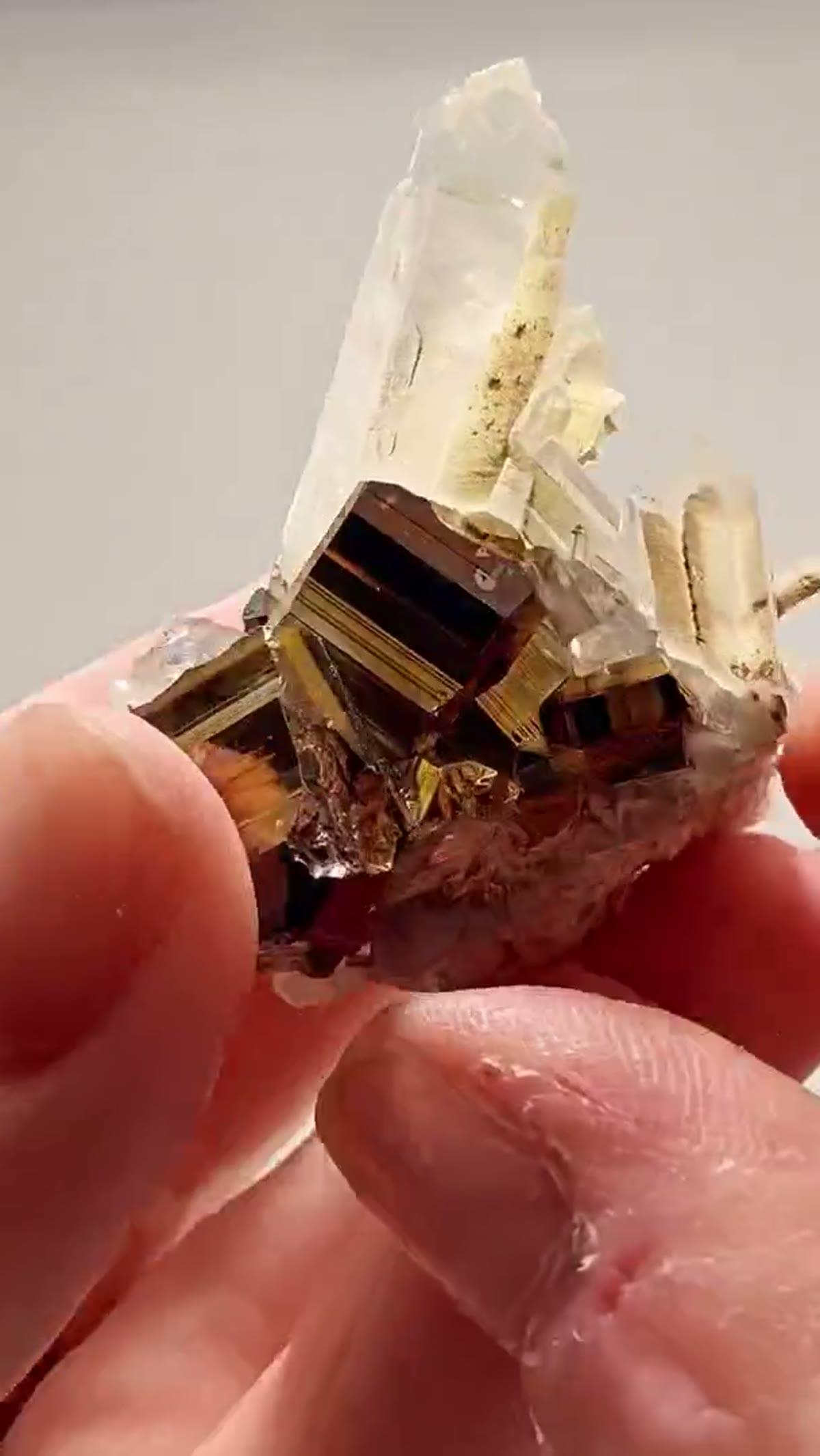 Quartz Specimen: Iridescent Pyrite Meets Quartz - view 4
