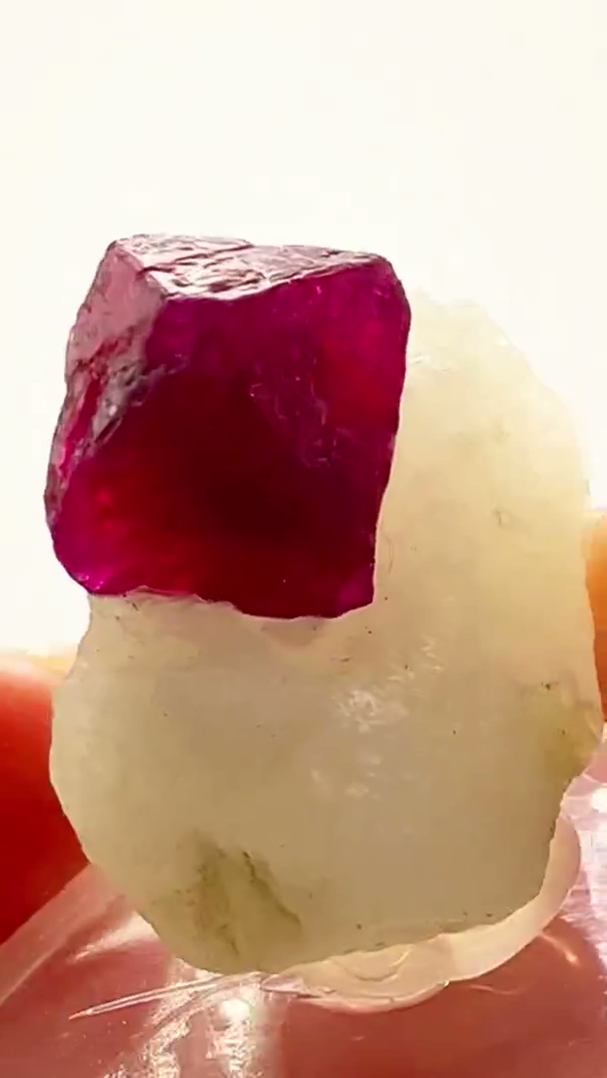 Spinel Specimen: Red Spinel on Marble — Burma - view 2