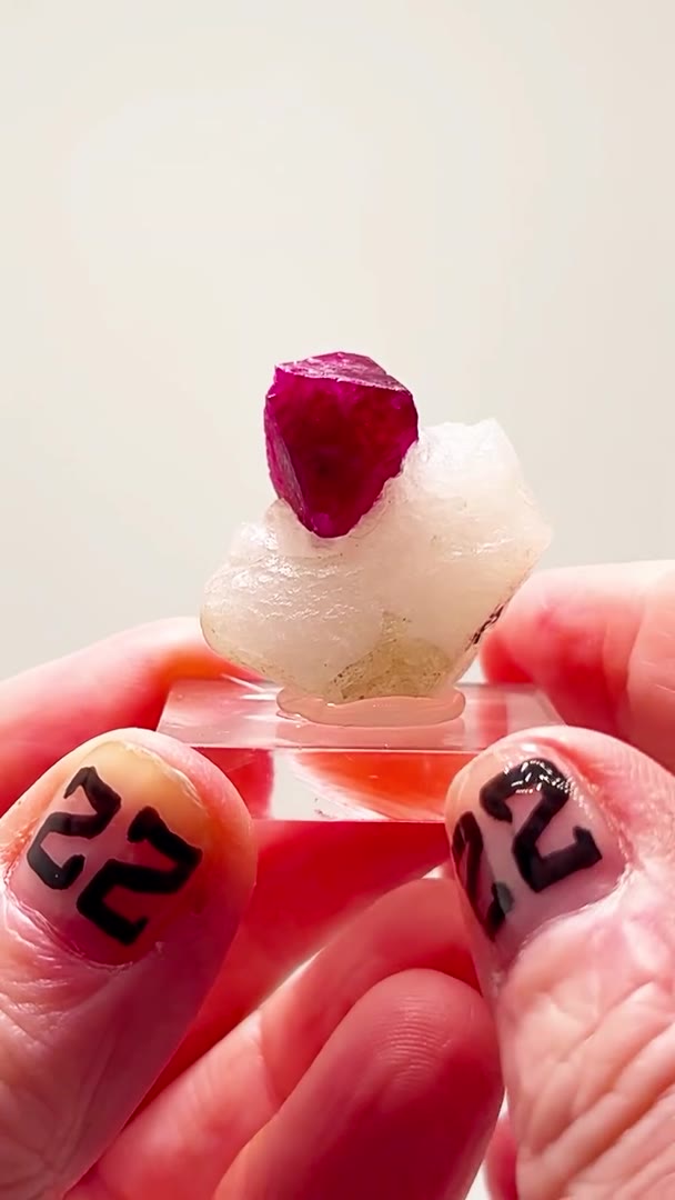 RED SPINEL ON MARBLE — BURMA FIRE