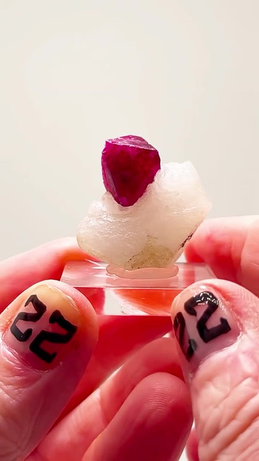 RED SPINEL ON MARBLE — BURMA FIRE