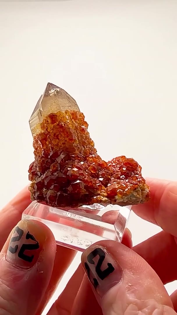 TONGBEI FIRE — SPESSARTINE ON SMOKY QUARTZ
