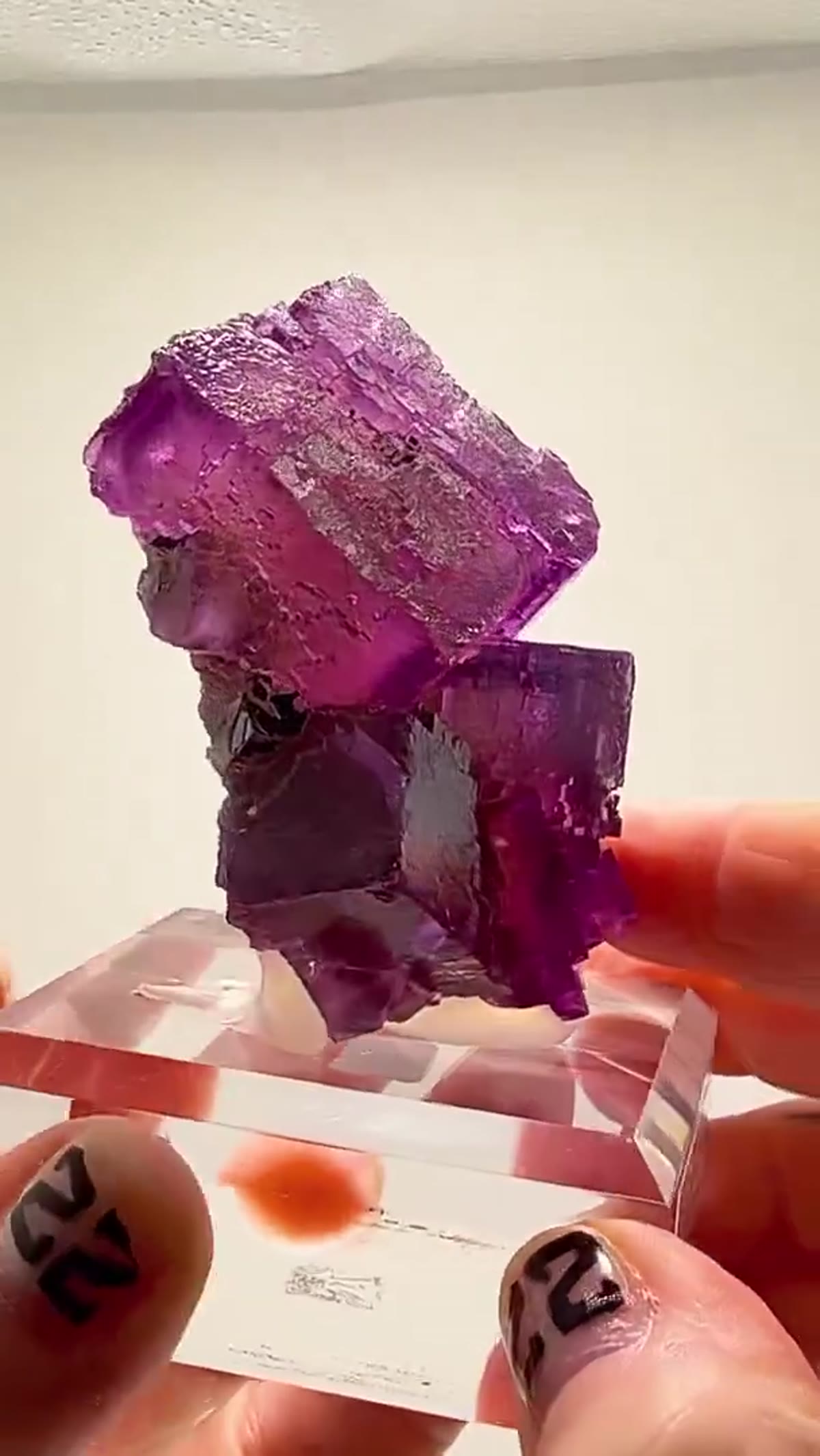 Fluorite Specimen from Hardin County, Illinois: Raspberry Illinois Fluorite Zoning on Another Level from - view 2