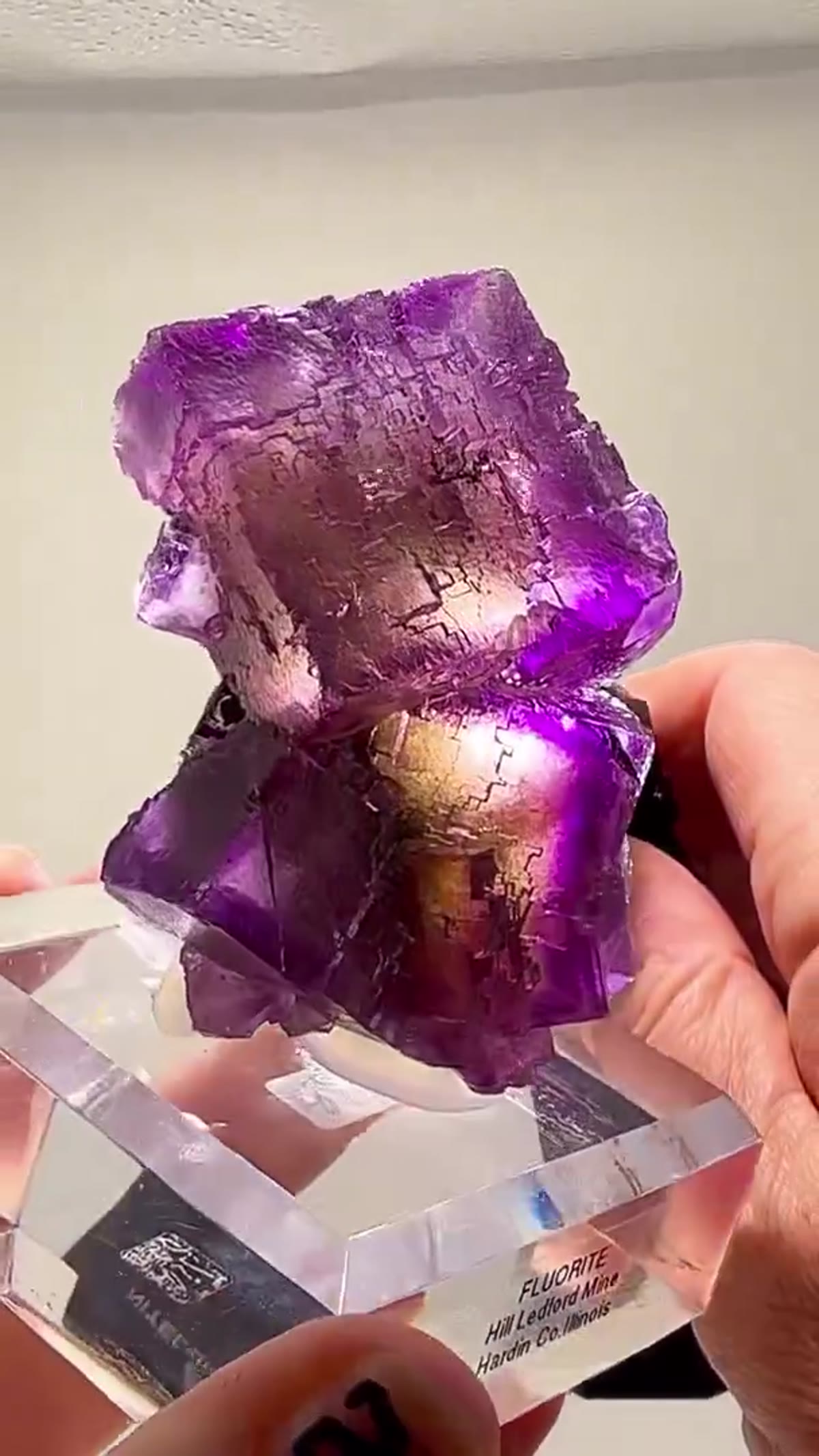 Fluorite Specimen from Hardin County, Illinois: Raspberry Illinois Fluorite Zoning on Another Level from - view 3