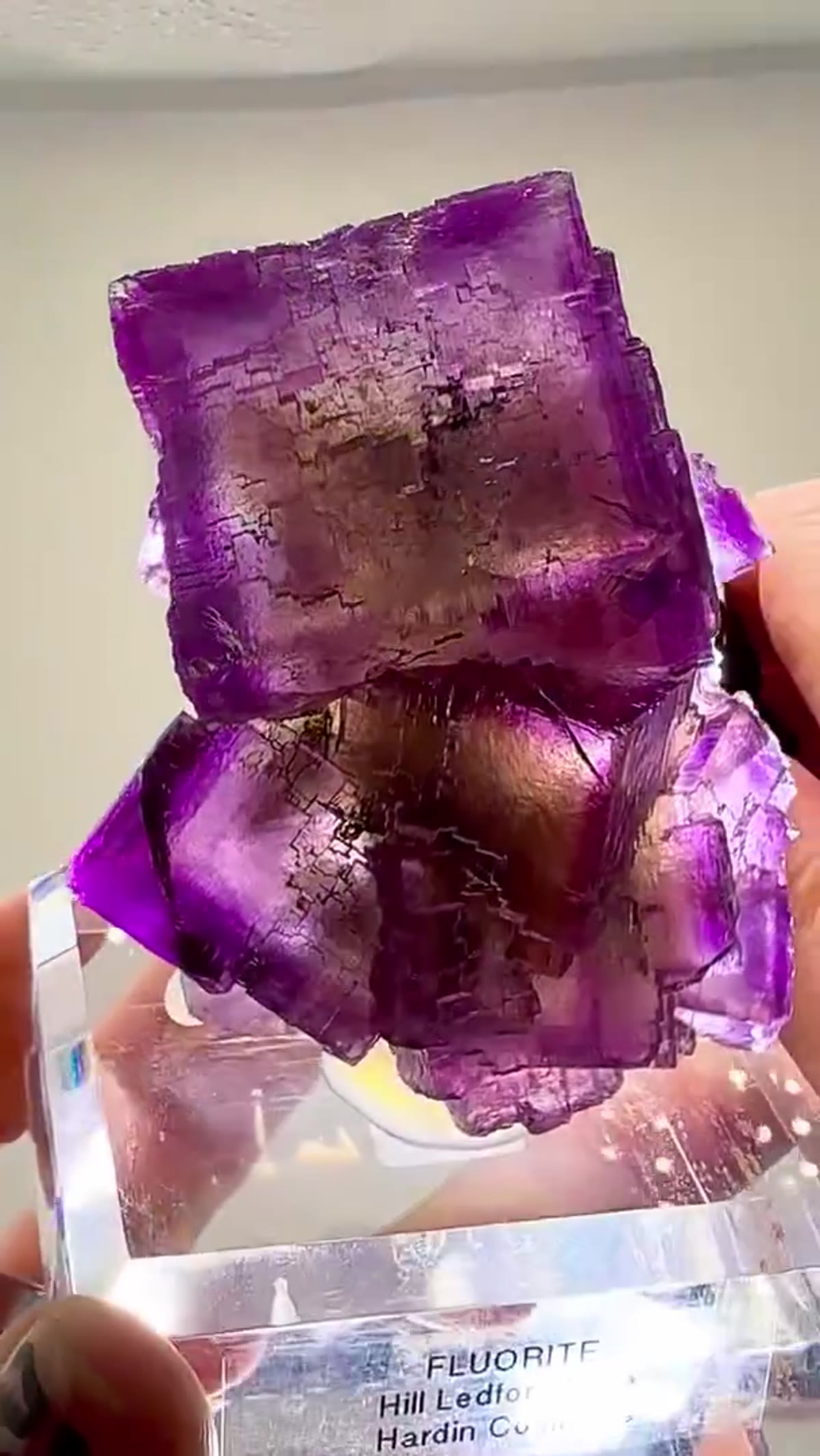 Fluorite Specimen from Hardin County, Illinois: Raspberry Illinois Fluorite Zoning on Another Level from - view 4