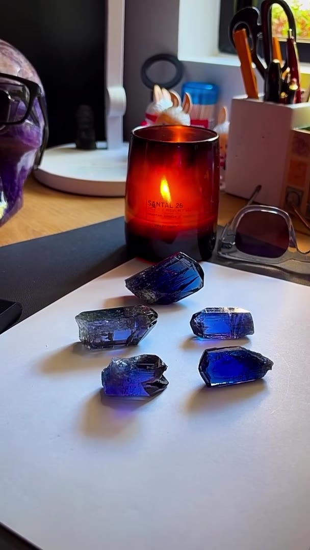 5 NATURAL UNHEATED TANZANITES… PURE BLUE MAGIC BY CANDLELIGHT!