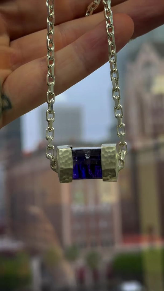 NATURAL UNHEATED TANZANITE MEETS HAND-HAMMERED SILVER PERFECTION!